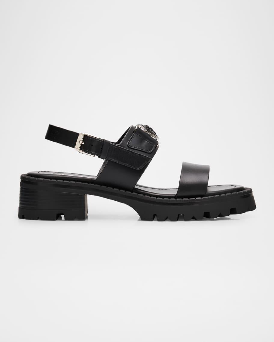 Medusa Buckle Leather Sandals Product Image