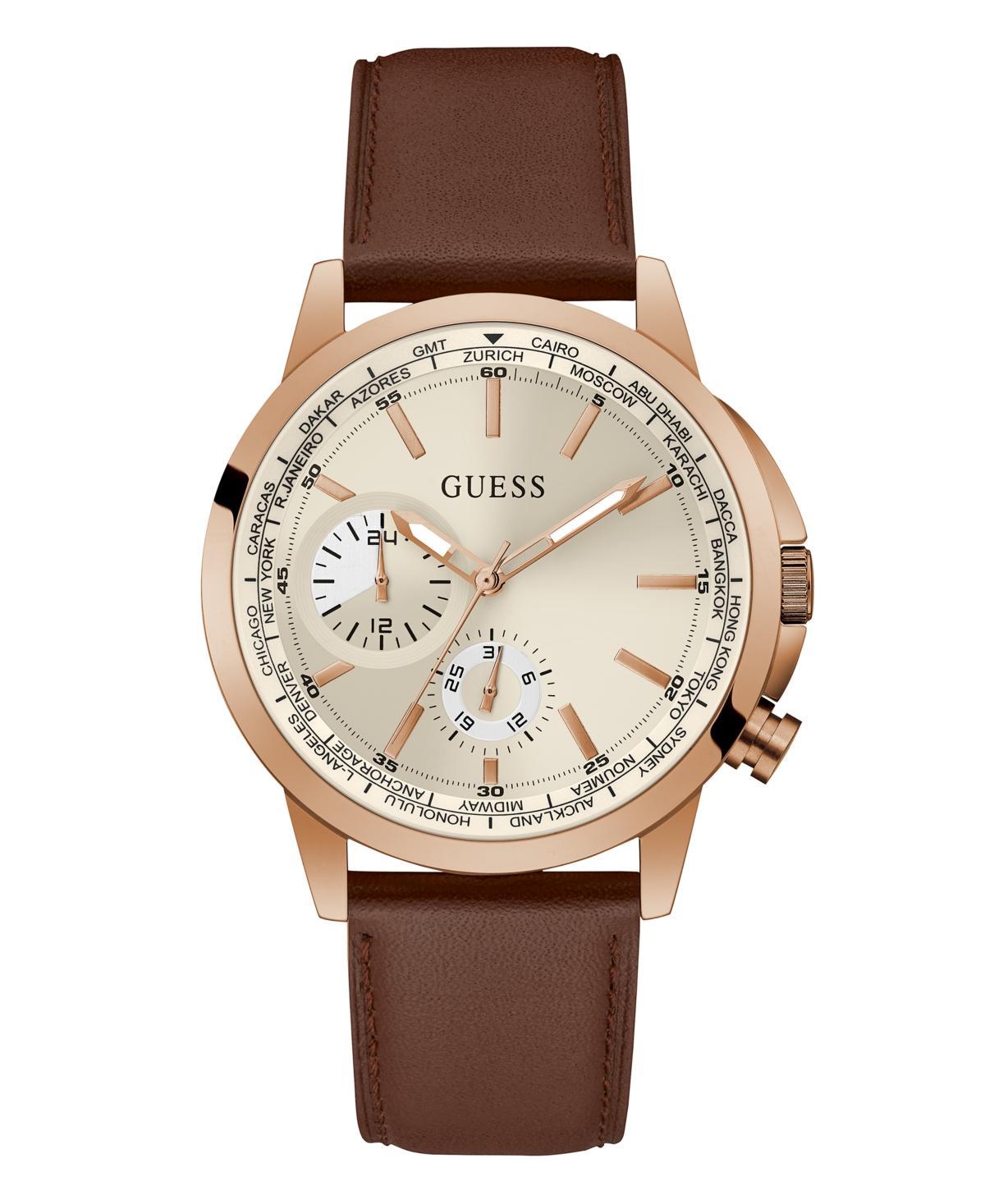 Guess Mens Multifunction Brown Stainless Steel Watch 44mm Product Image