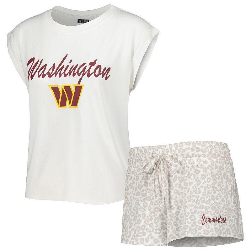 Womens Concepts Sport White/Cream Washington Commanders Montana Knit T-Shirt & Shorts Sleep Set Product Image