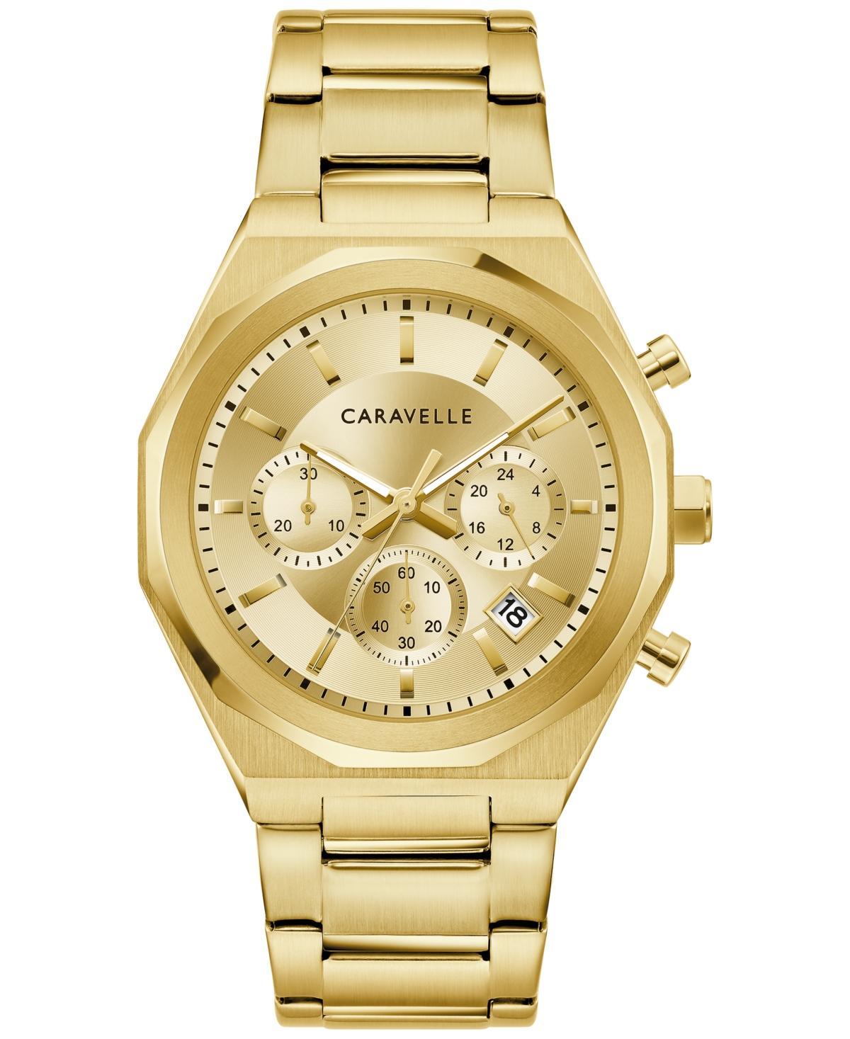 Caravelle Mens Chronograph Gold-Tone Stainless Steel Bracelet Watch 40mm Product Image