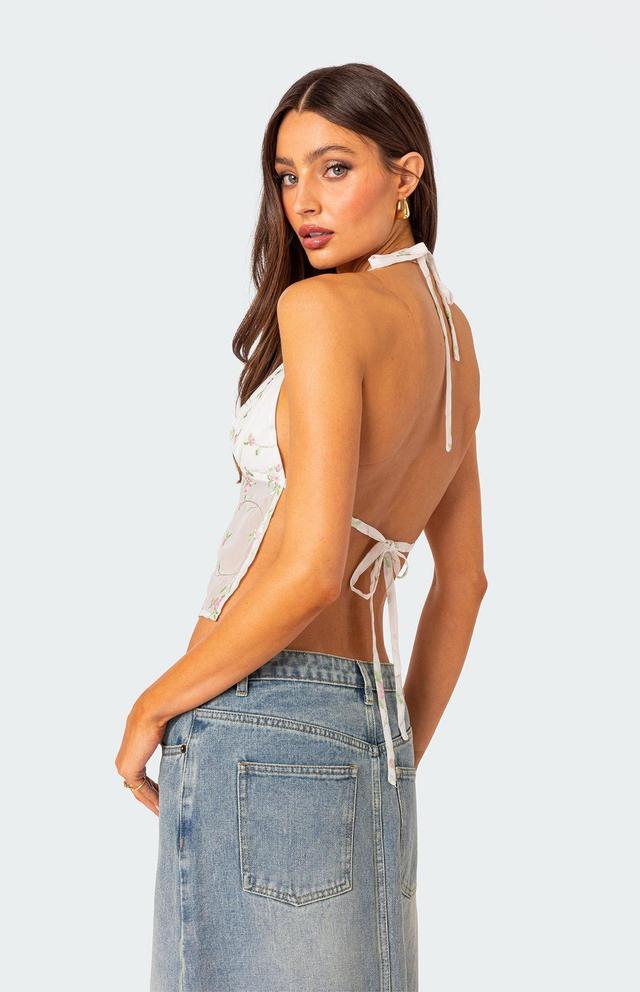 Edikted Women's Embroidered Open Back Halter Top Product Image