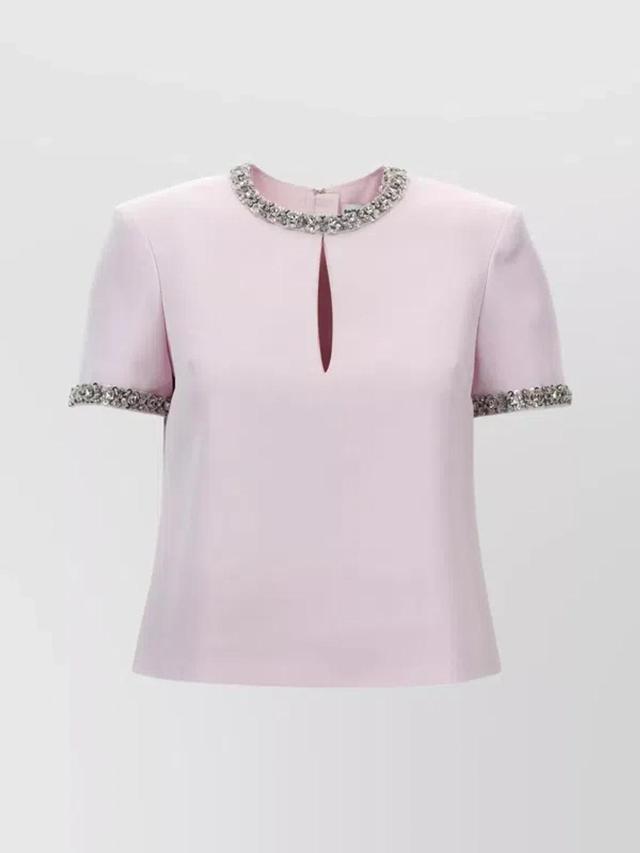 Satin Embellished Tops In Pink Product Image