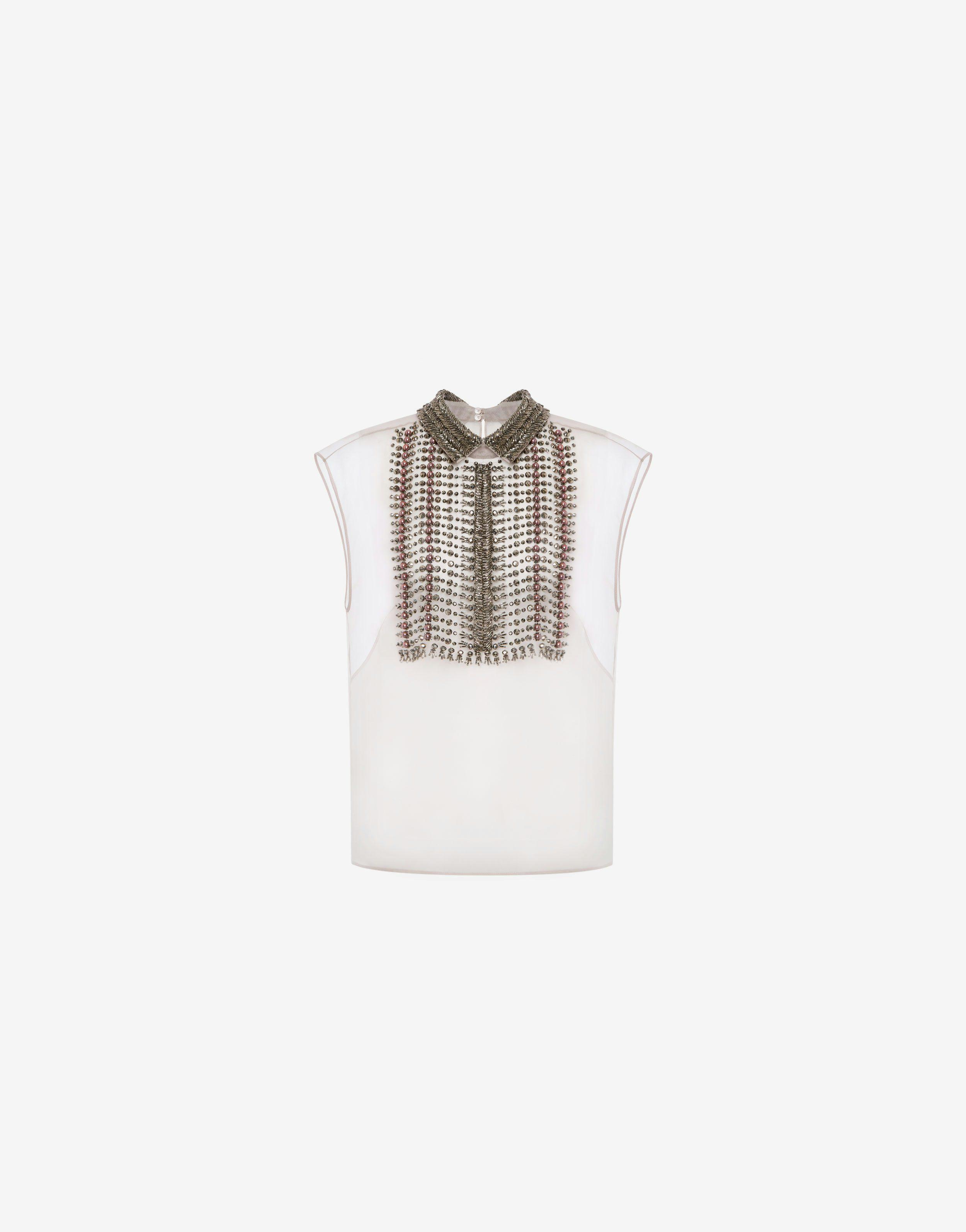 Organza top with beads embroidery Product Image