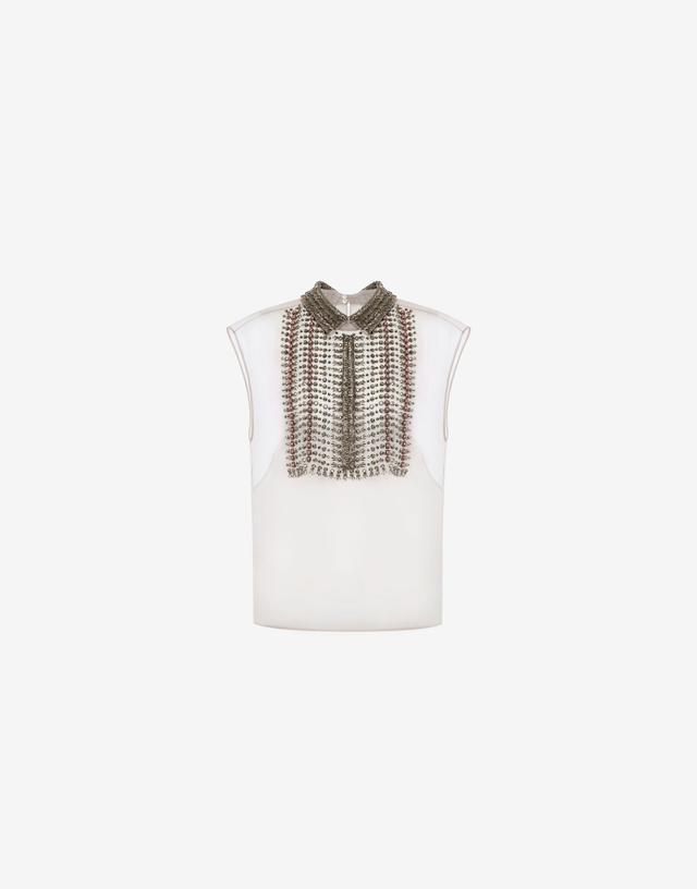 Organza top with beads embroidery Product Image