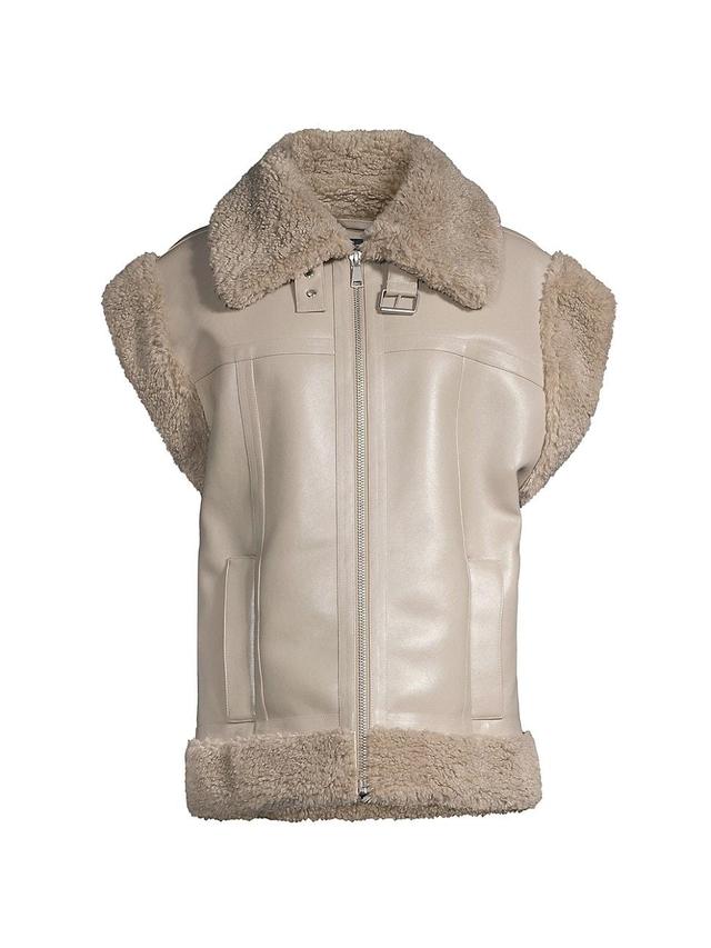 Womens Jay Faux Leather-&-Suede Moto Vest Product Image