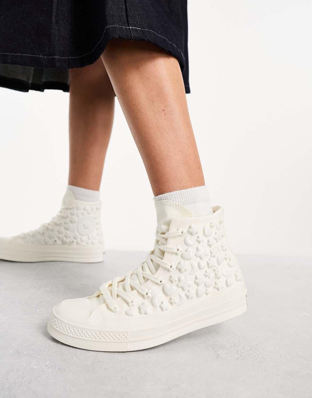 Converse Chuck 70 Hi sneakers with star gems in cream Product Image