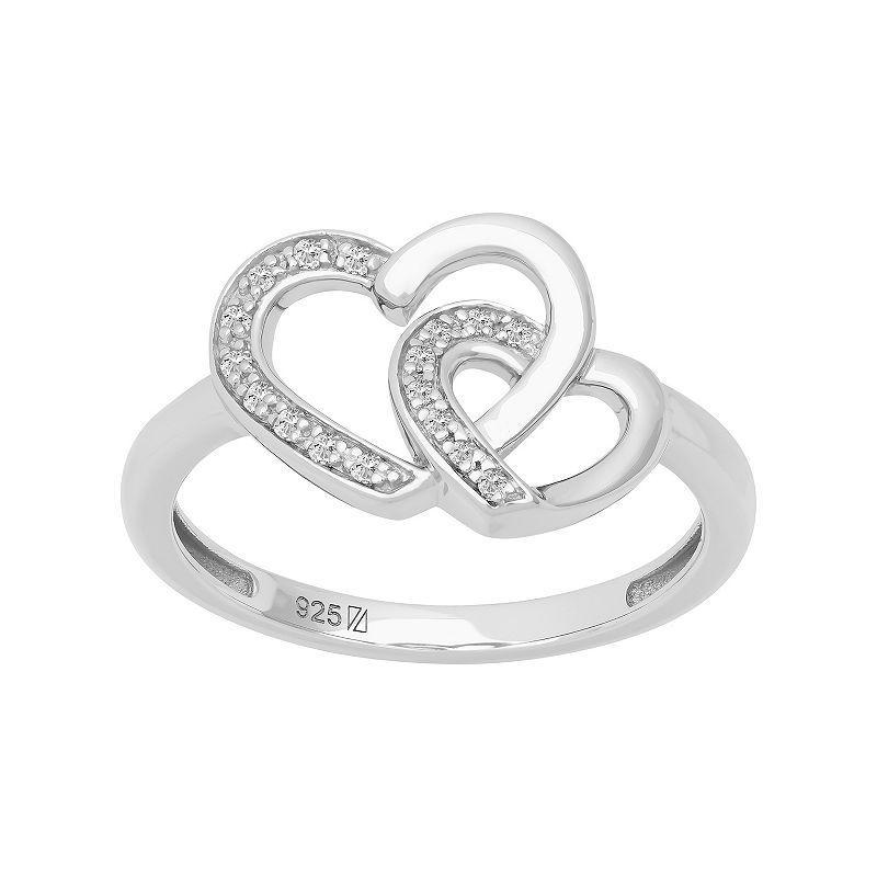 Love Always Sterling Silver Diamond Accent Interlocking Hearts Engagement Ring, Womens White Product Image