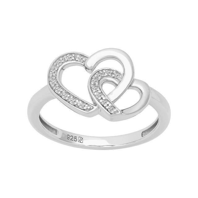 Love Always Sterling Silver Diamond Accent Interlocking Hearts Engagement Ring, Womens White Product Image