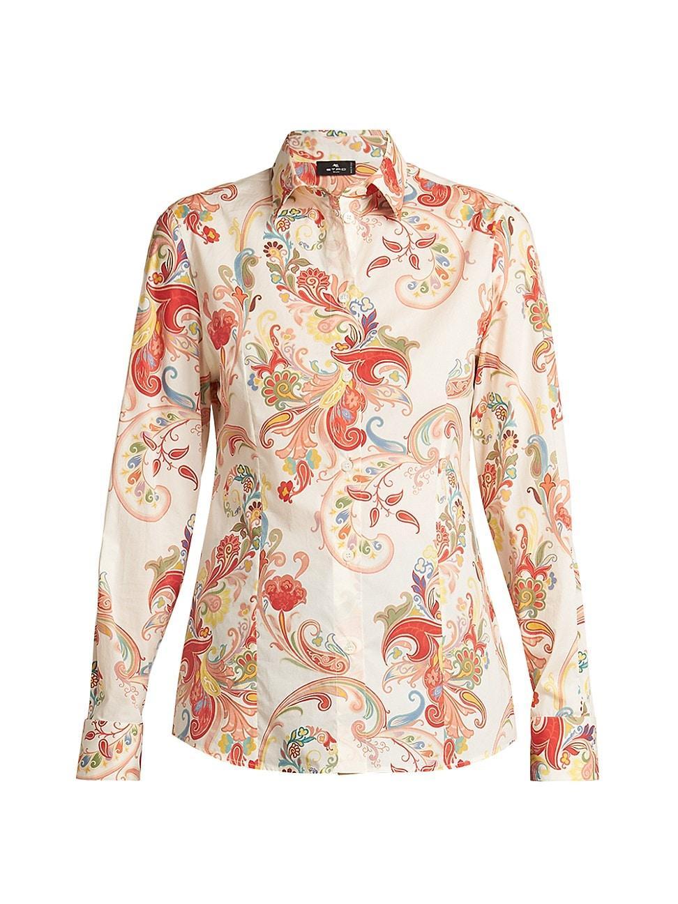 Womens Paisley Cotton Shirt Product Image