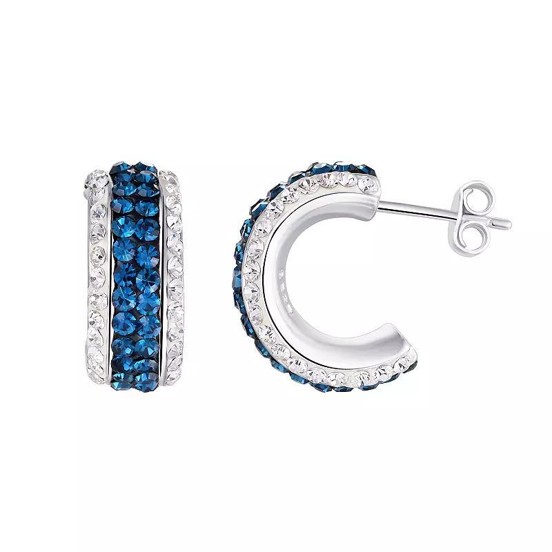 Forever Radiant Sterling Silver Montana Crystal Post Hoop Earrings, Womens Product Image