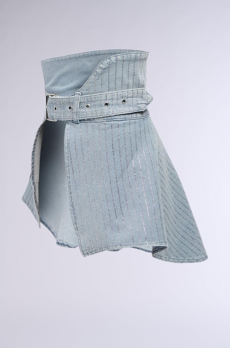 BLING IS BETTER MINI DENIM BELT SKIRT Product Image