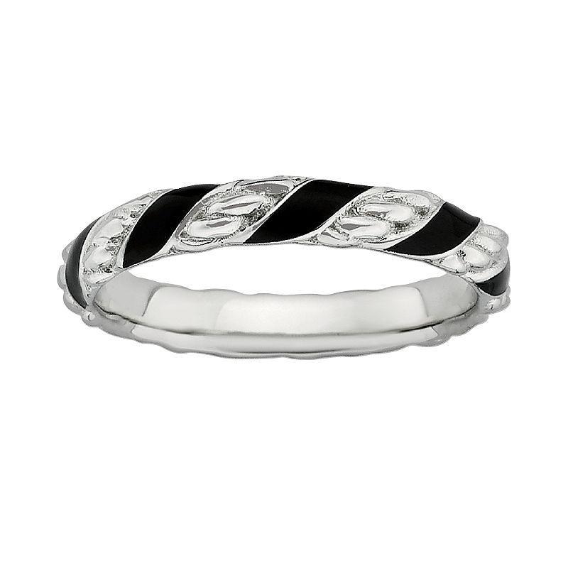 Stacks & Stones Sterling Silver Stack Ring, Womens Black Product Image