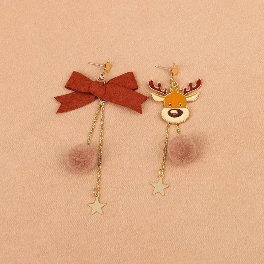 Christmas Asymmetrical Drop Earring / Clip On Earring Product Image