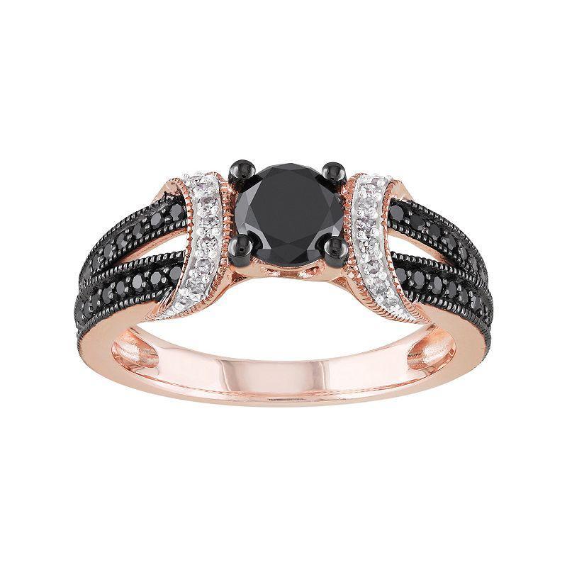 Stella Grace 10k Rose Gold 1 Carat T.W. Black & White Diamond Engagement Ring, Womens Product Image