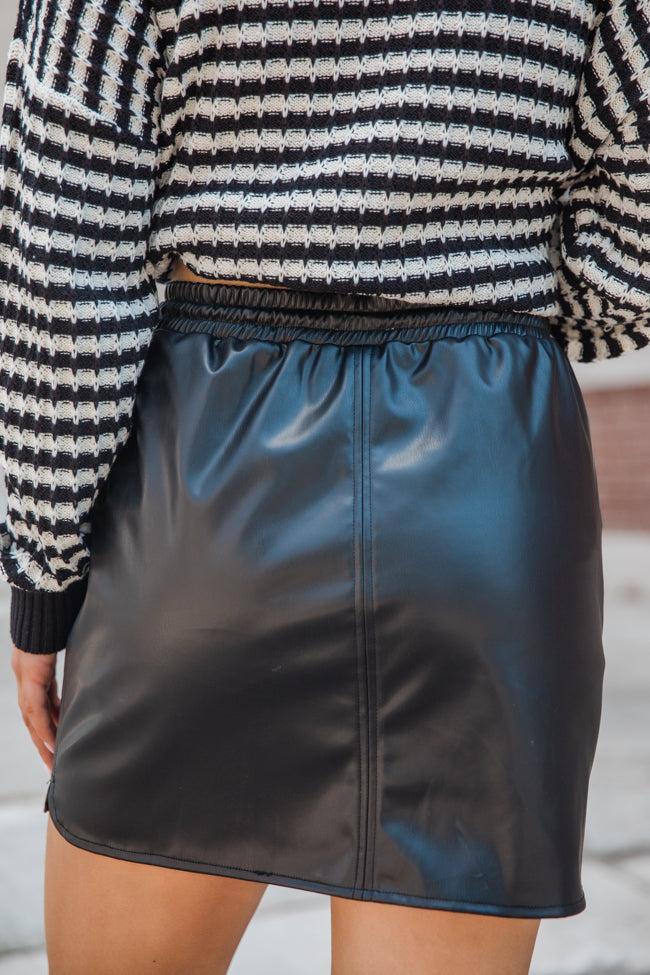 Just For Now Black Drawstring Faux Leather Skort FINAL SALE Product Image