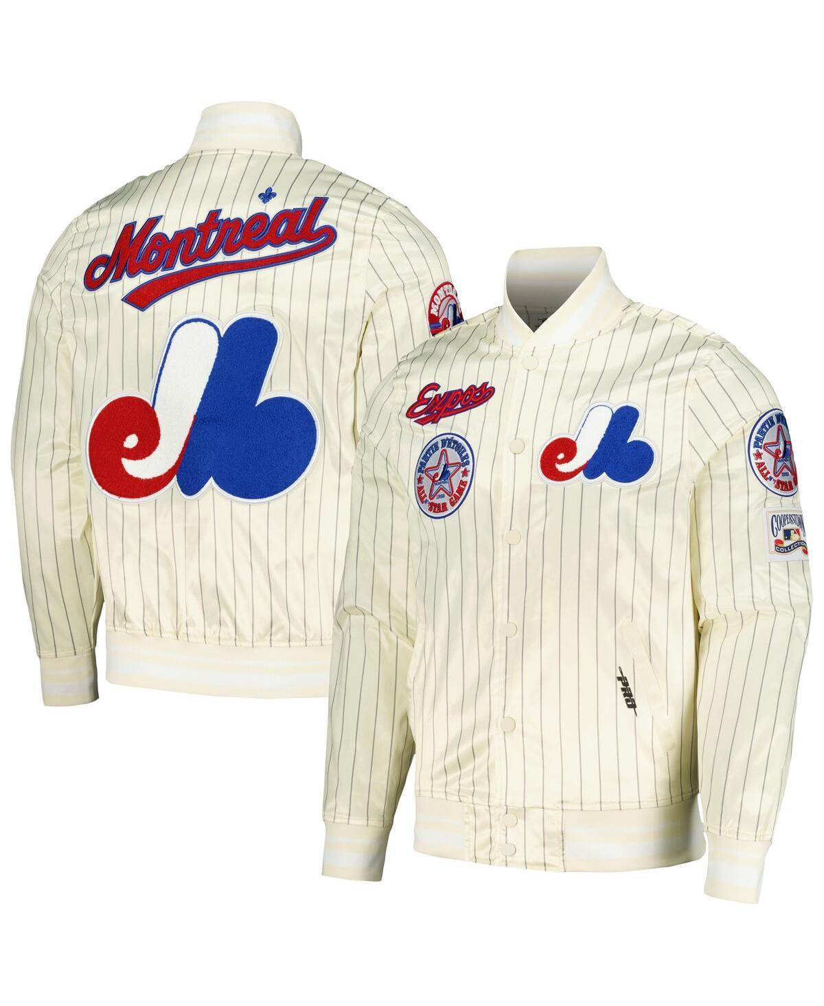 Pro Standard Mens Cream Montreal Expos Cooperstown Collection Pinstripe Retro Classic Satin Full-Snap Jacket Product Image