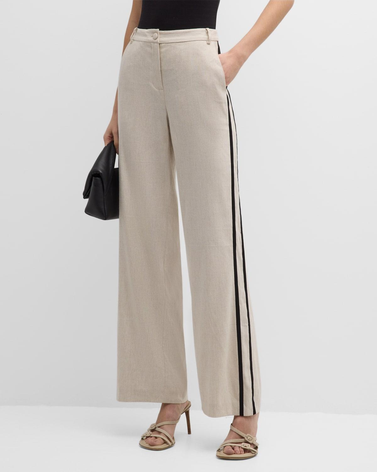 Contrast-Trim Straight-Leg Pants Product Image