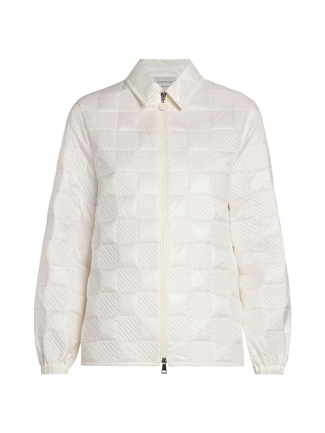 Womens Checkered Quilted Nylon Shirt Jacket Product Image