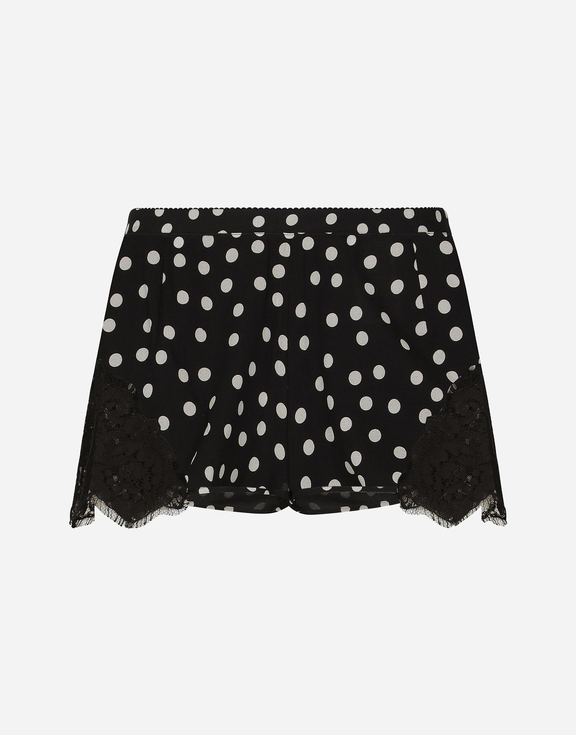 Polka-dot Silk-blend Shorts In Black Product Image