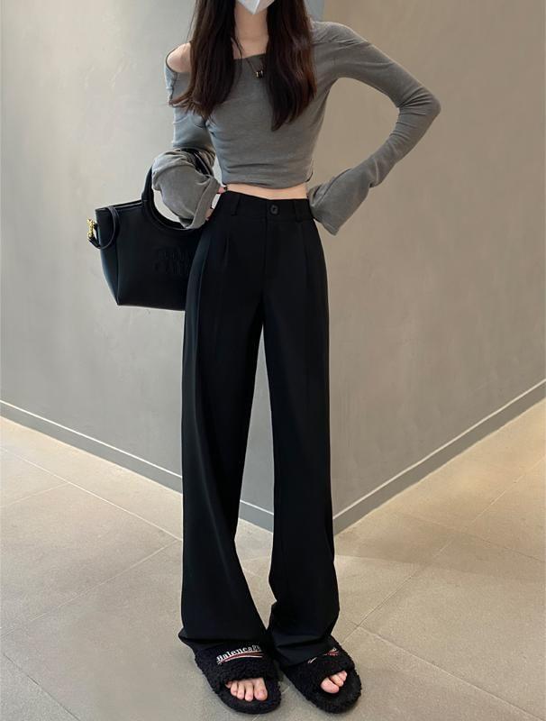 High Waist Plain Loose Fit Dress Pants (Various Designs) Product Image