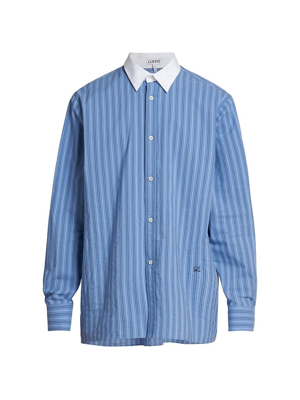 Mens Poplin Striped Banker-Collar Dress Shirt Product Image