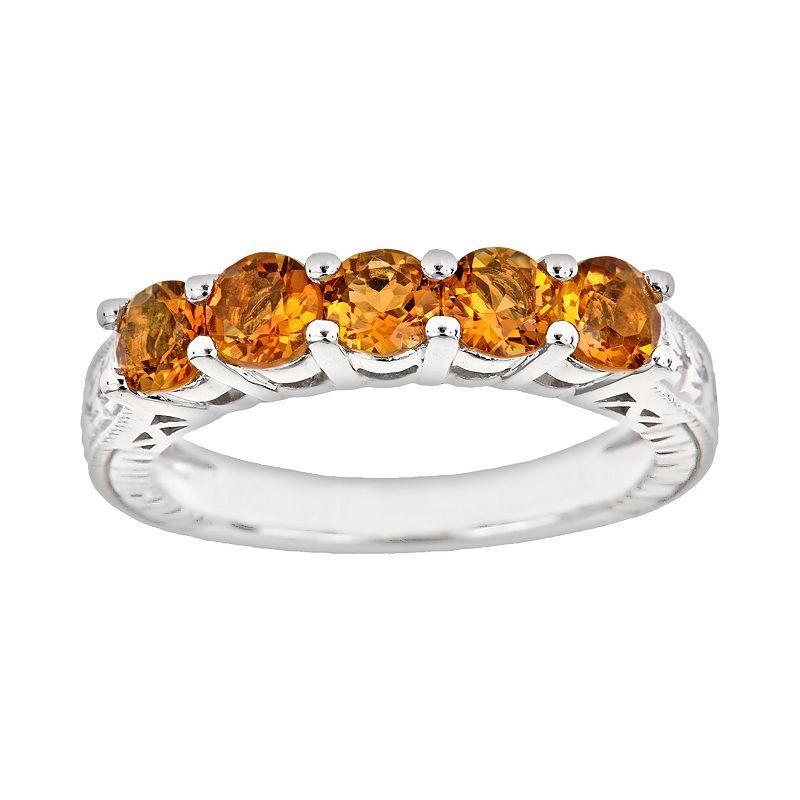 Celebration Gems Sterling Silver Citrine Five-Stone Ring, Womens Multicolor Product Image