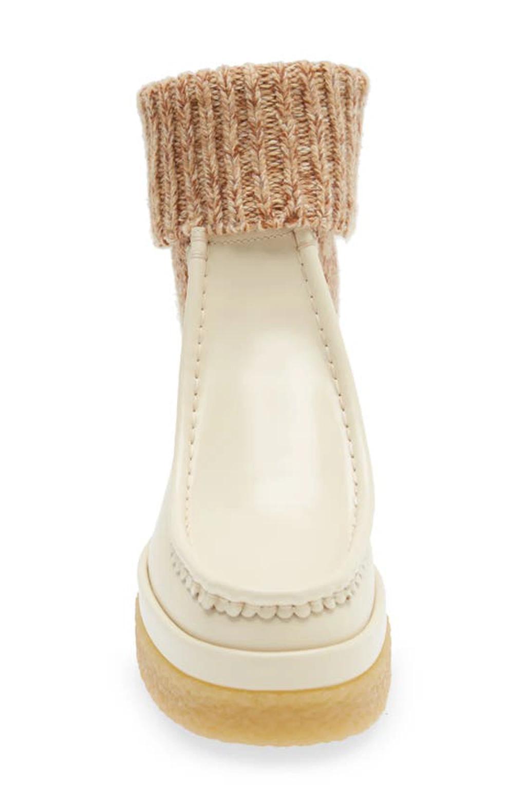 Jamie Leather And Ribbed-knit Ankle Boots In White Product Image