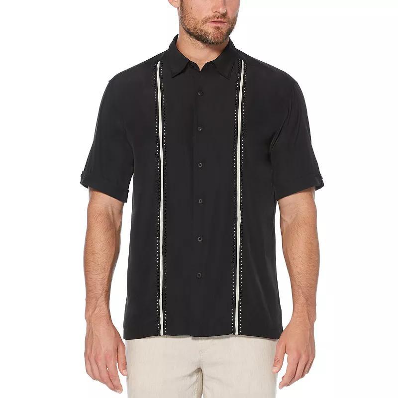 Cubavera Mens Pick Stitch Panel Short Sleeve Button-Down Shirt Product Image