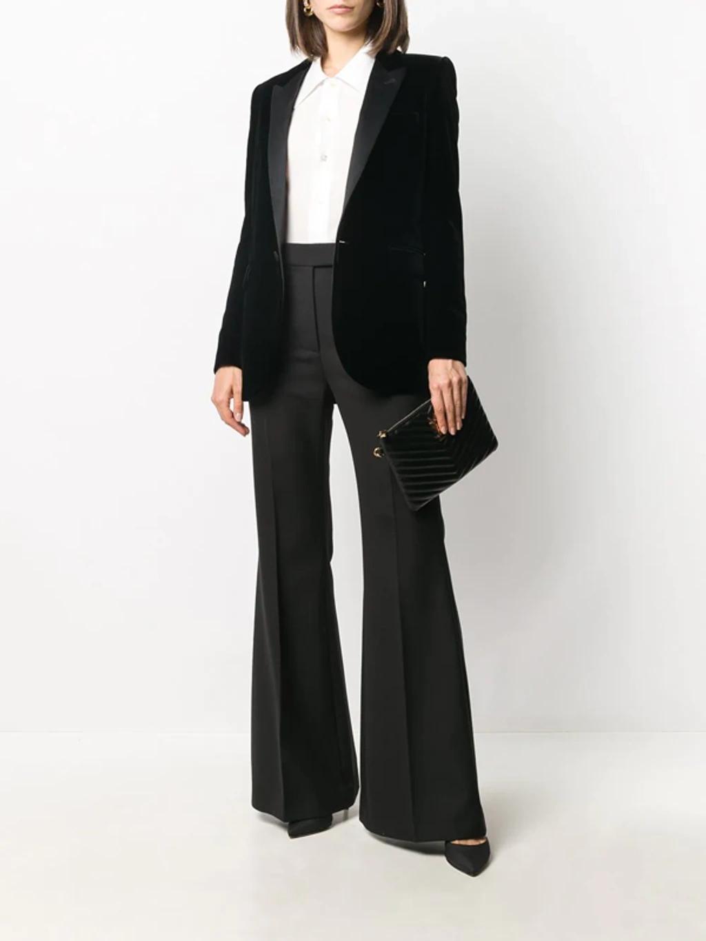 Single-breasted Velvet Tuxedo Jacket In Nero Product Image