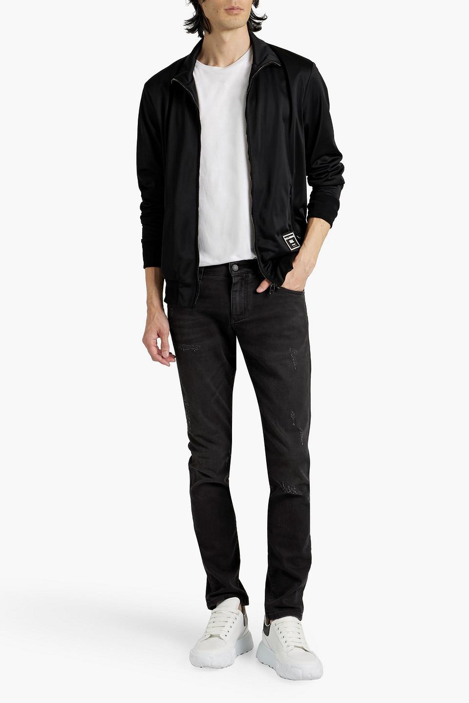 Appliquéd Satin-jersey Jacket In Black Product Image