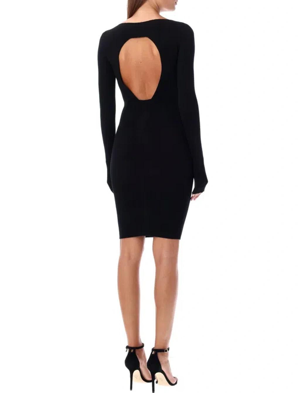 RICK OWENS Fitted Dress With Crew Neck And Open Back In Black Product Image