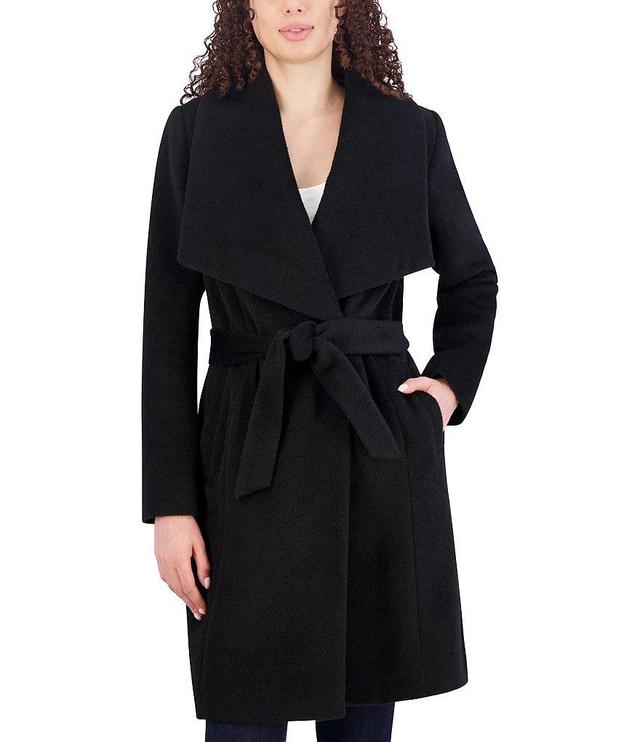 Cole Haan Signature Wool Blend Wing Collar Belted Wrap Coat Product Image