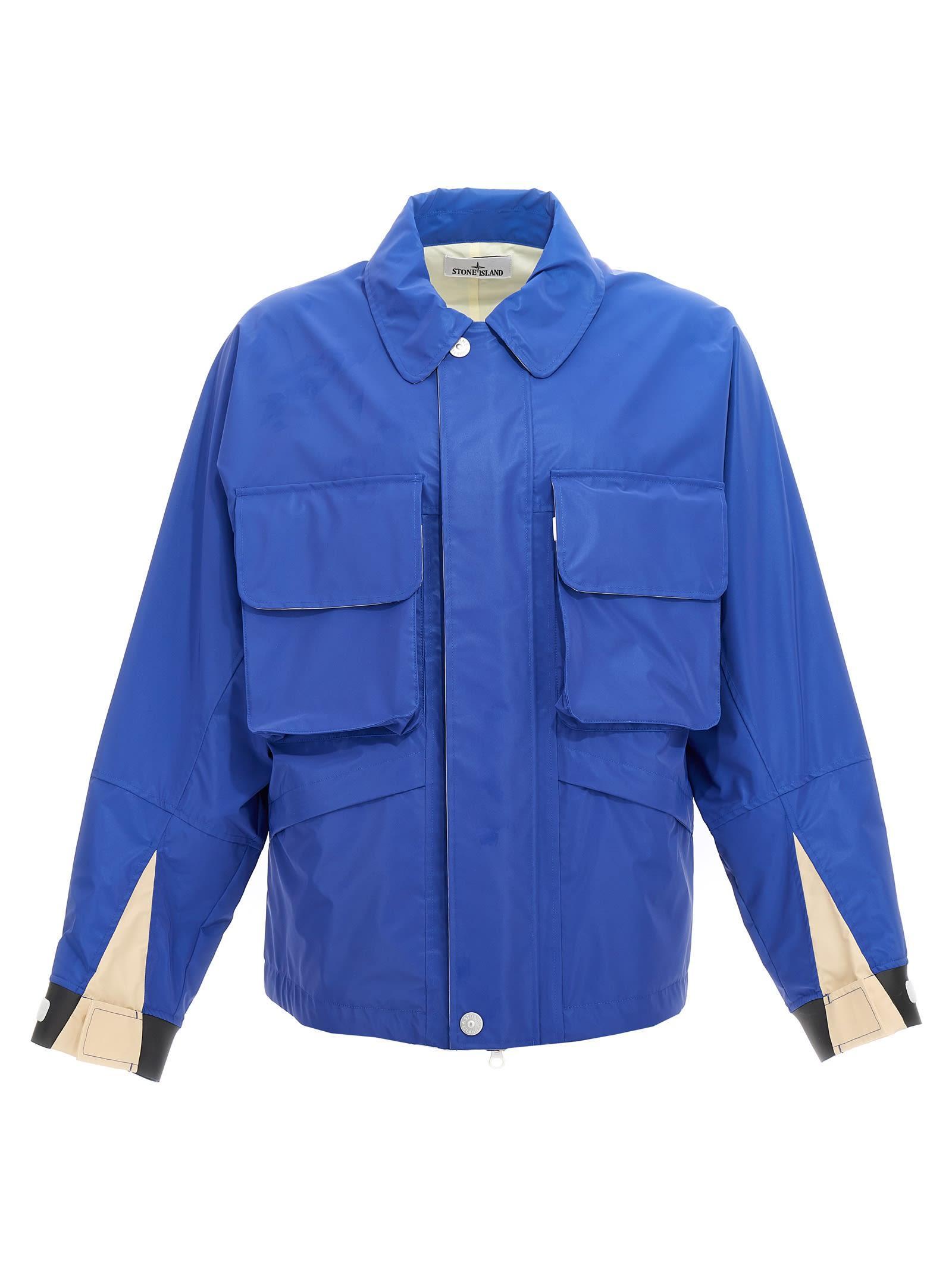 STONE ISLAND Marina Nylon Canvas Plated Reflective Jacket Bright In Blue Product Image