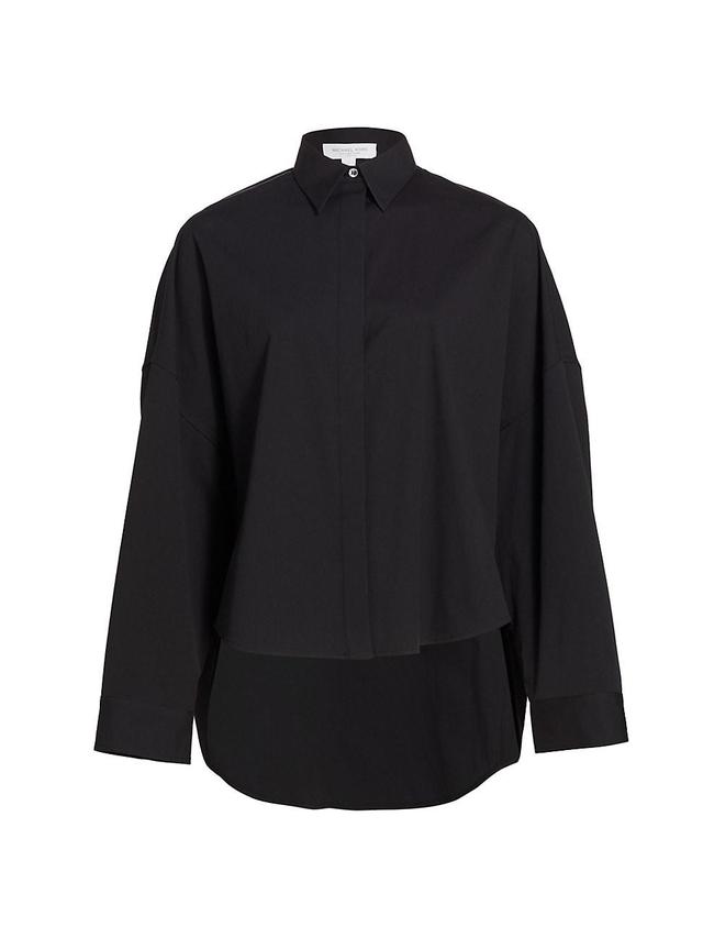 Womens Oversized High-Low Poplin Shirt Product Image