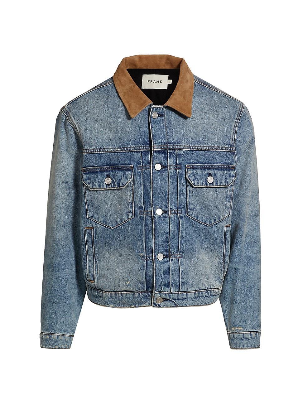 Mens Distressed Denim Button-Front Jacket product image