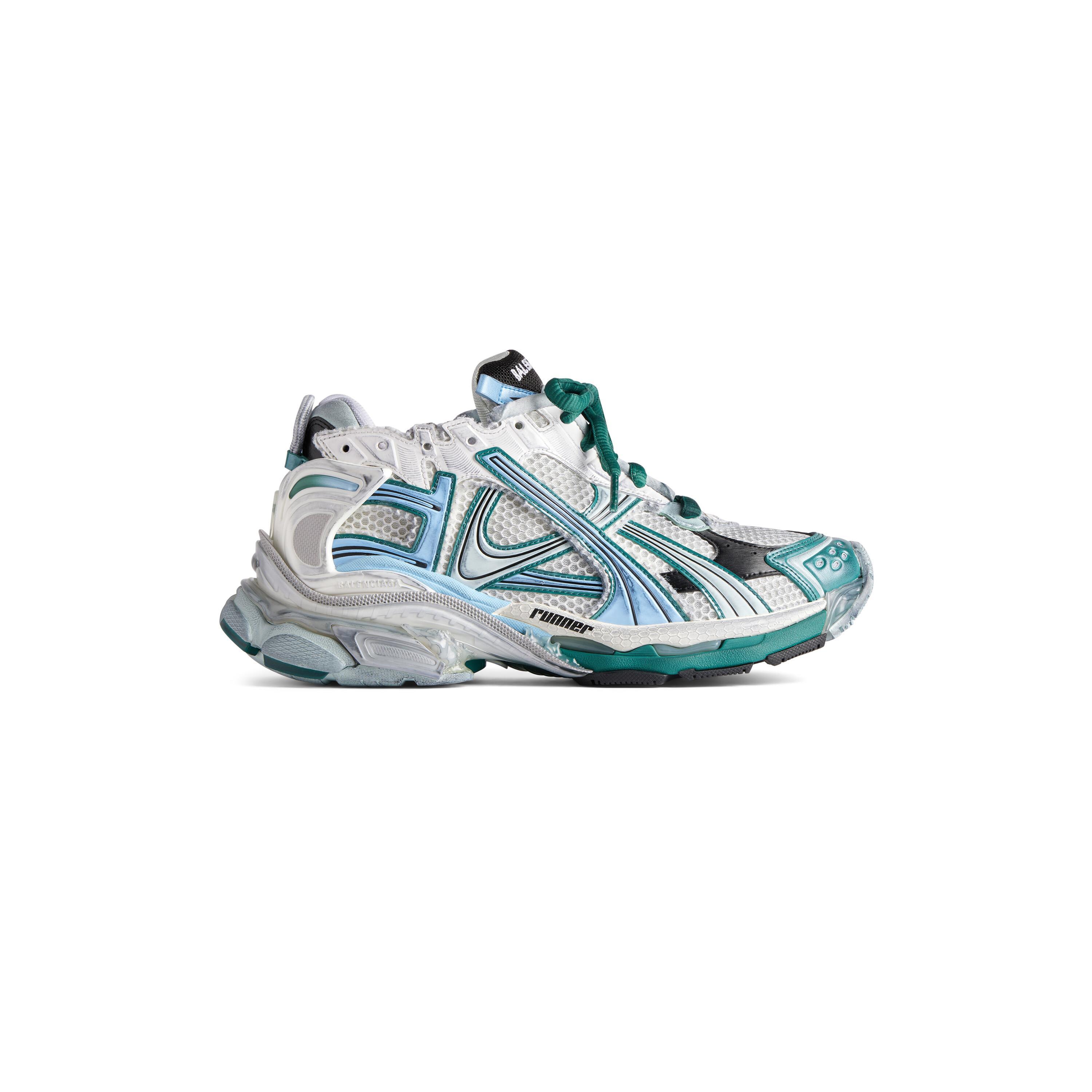 Women's Runner Sneaker  in White/green/blue Product Image