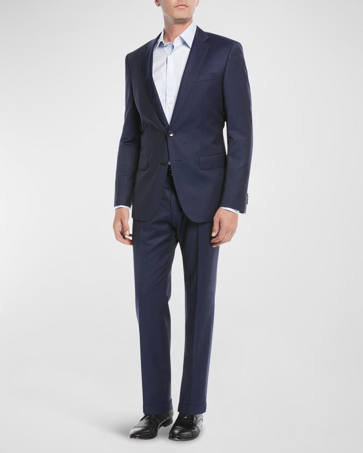 Boss Men's Wool Basic Two-Piece Suit, Blue - Size: 40L - BLUE Product Image