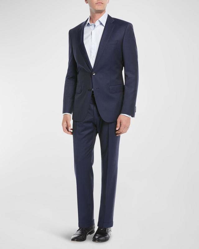 Mens Wool Basic Two-Piece Slim Fit Suit, Blue Product Image