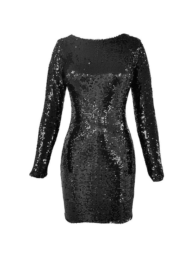 Womens Lola Long-Sleeve Sequin Minidress Product Image