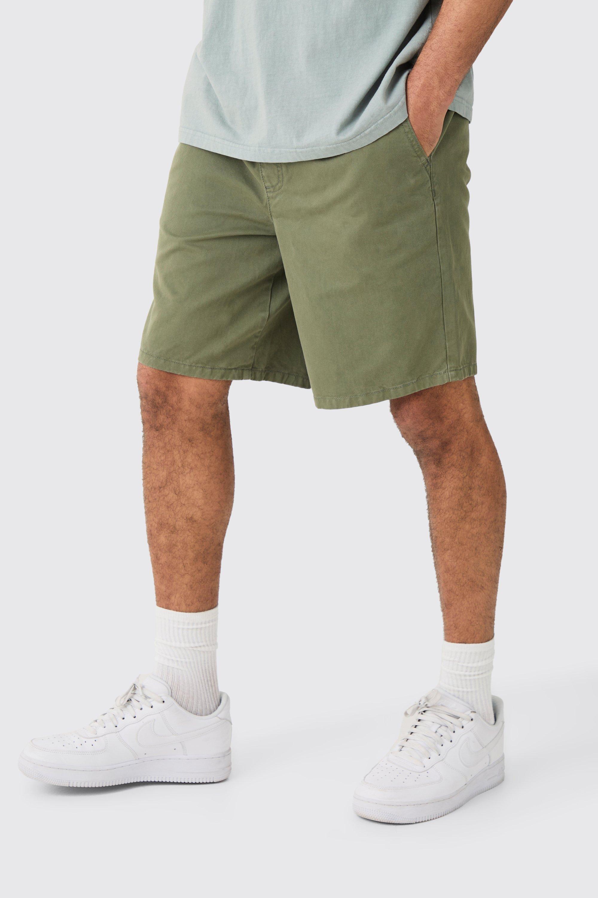 Relaxed Fit Chino Shorts in Khaki | boohooMAN USA Product Image