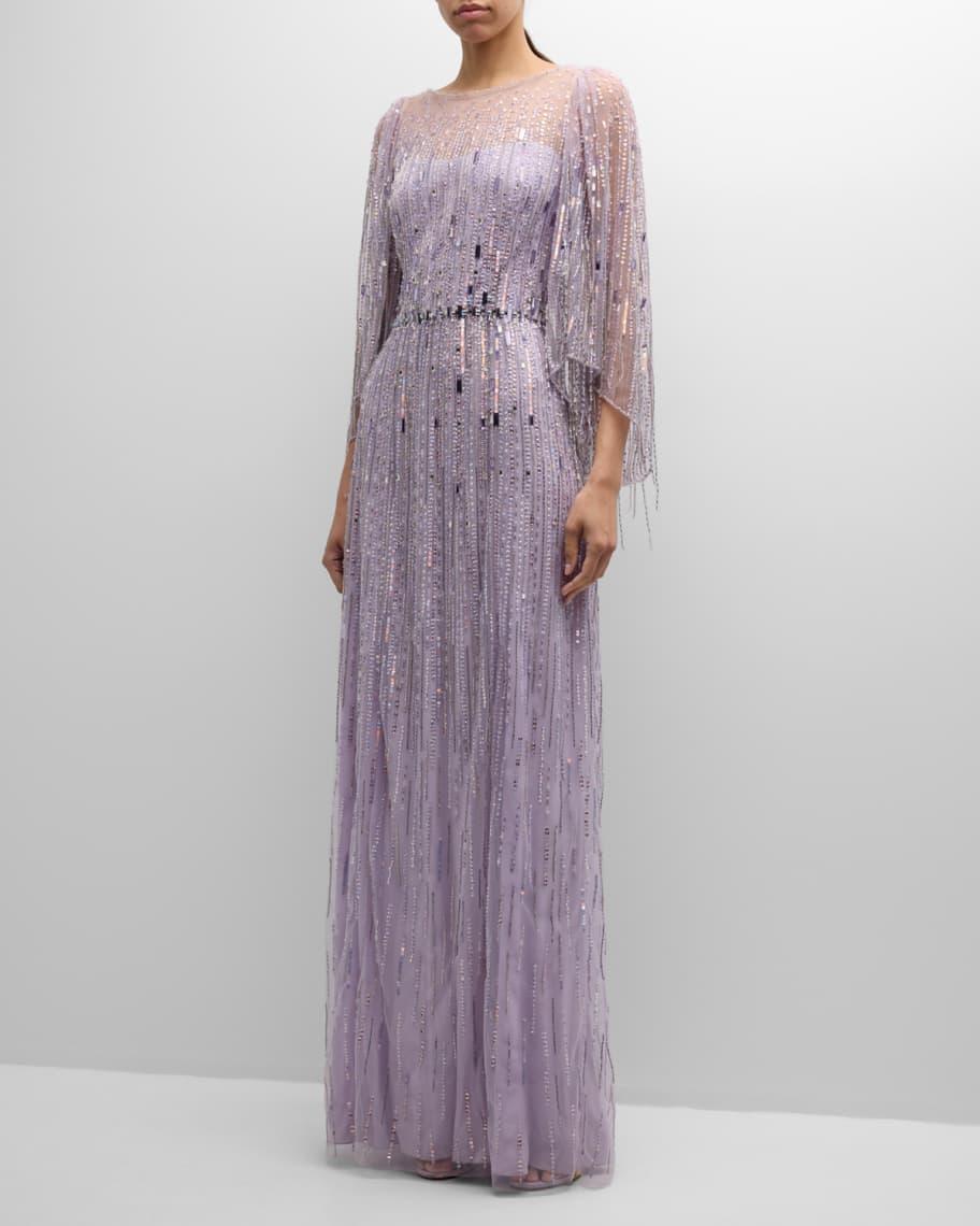 Rhapsody Sequin Embellished Gown with Illusion Neckline Product Image