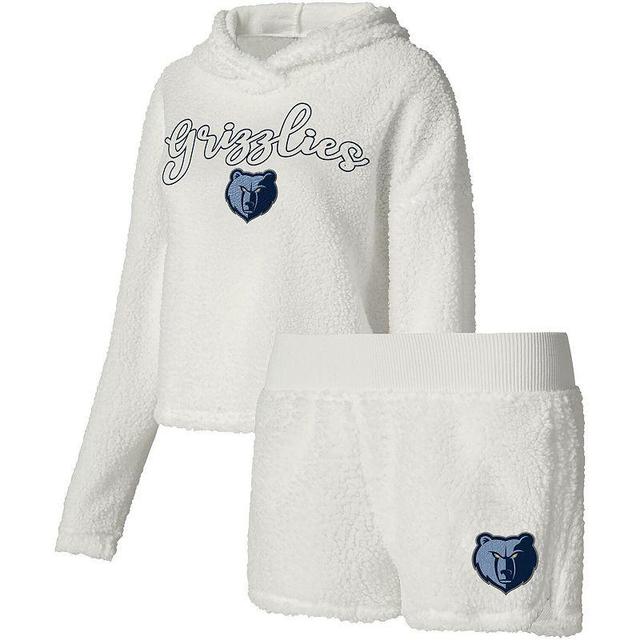 Womens College Concepts Cream Memphis Grizzlies Fluffy Long Sleeve Hoodie T-Shirt & Shorts Sleep Set Product Image