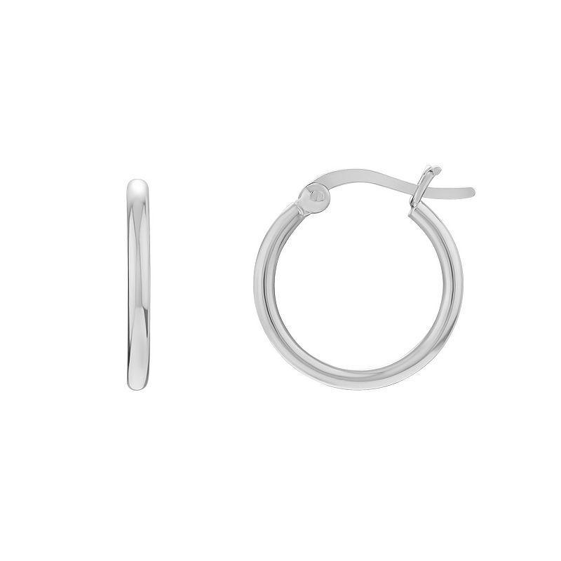 PRIMROSE Sterling Silver Tube Hoop Earrings, Womens, Grey Product Image