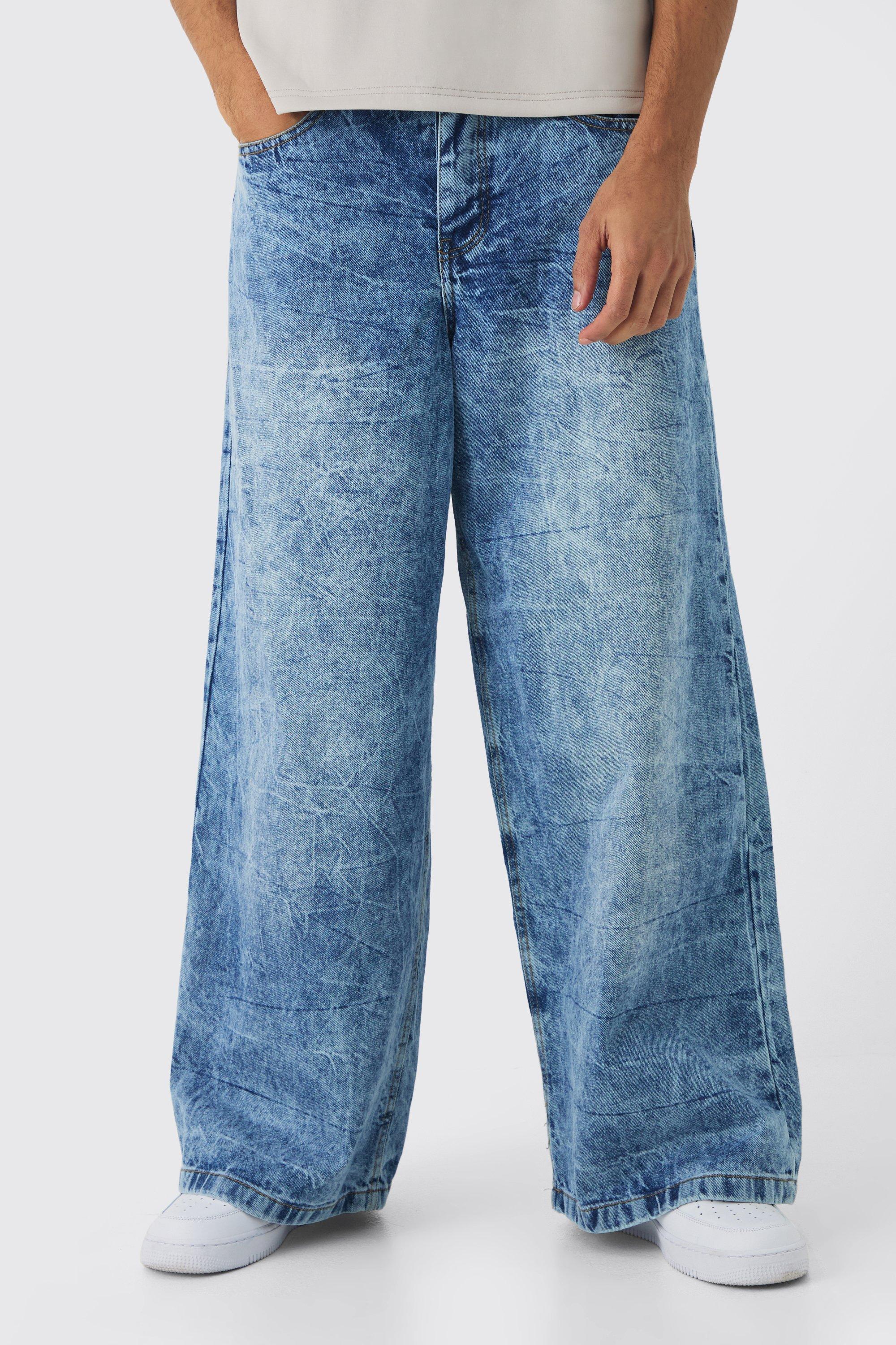 Extreme Baggy Rigid Washed Denim Jeans | boohooMAN USA Product Image