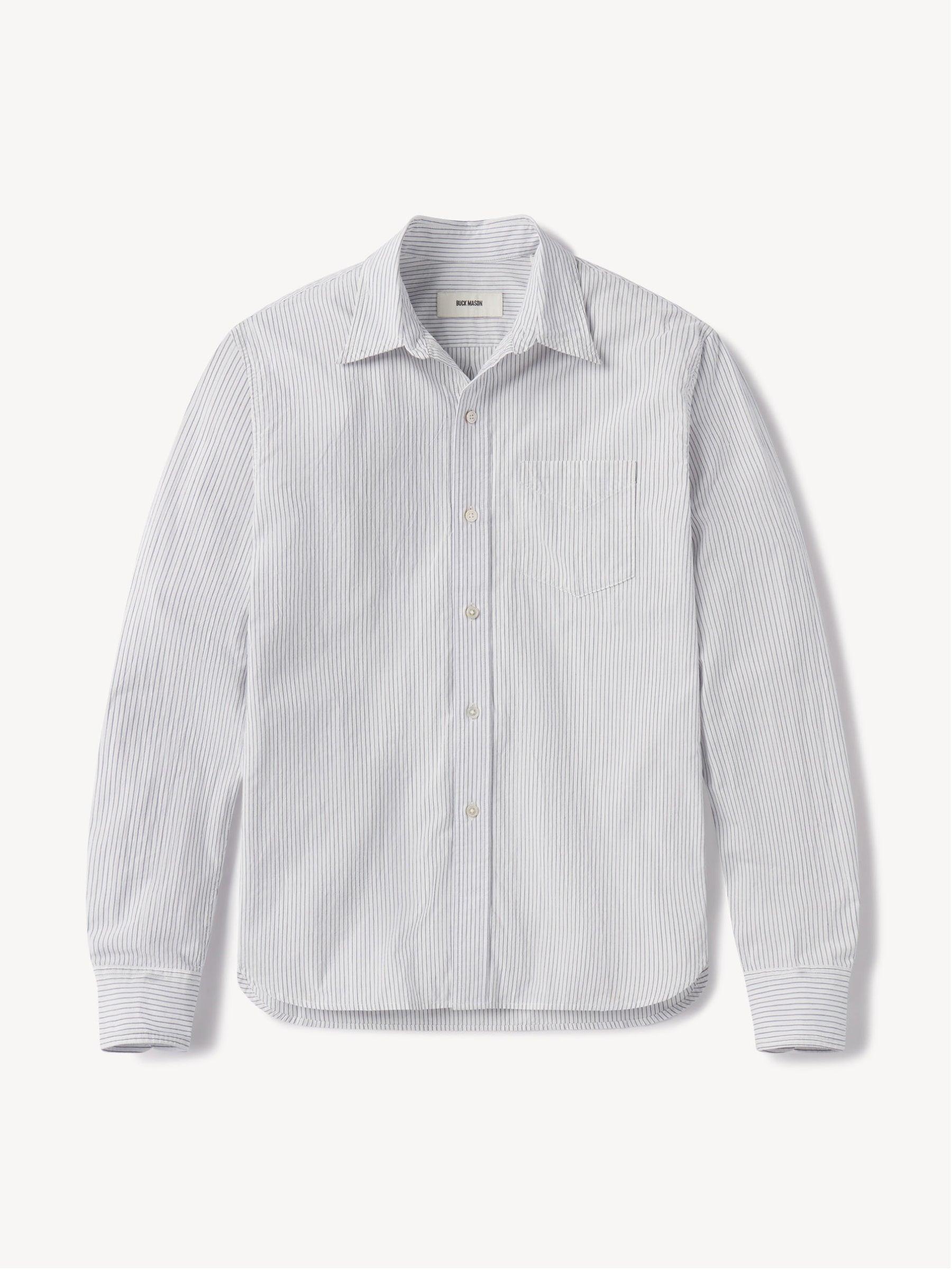 White/Navy Gallery Pinstripe Mainstay Cotton Shirt Product Image