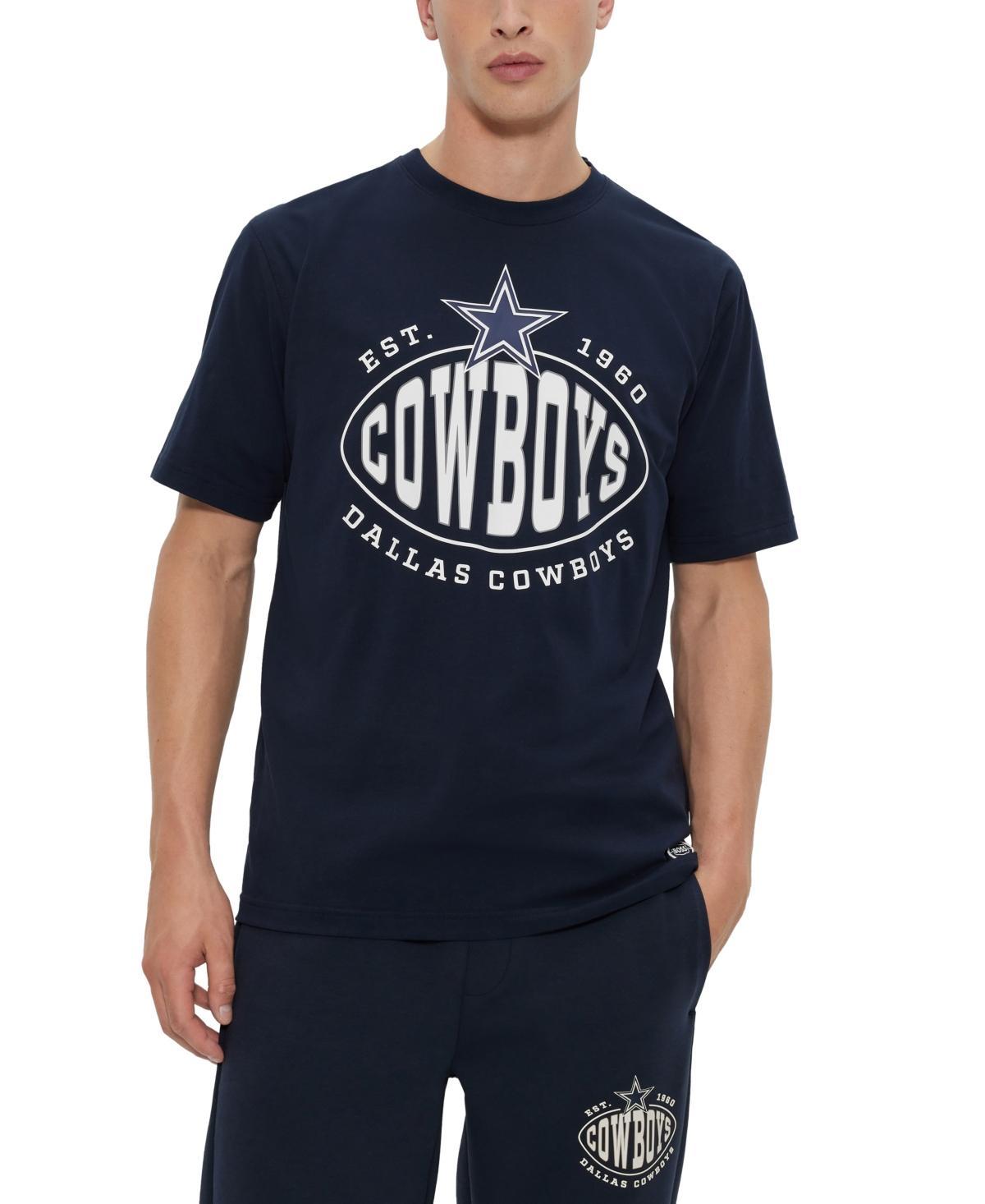 HUGO BOSS Boss X Nfl Stretch-cotton T-shirt With Collaborative Branding In Cowboys Dark Blue Product Image