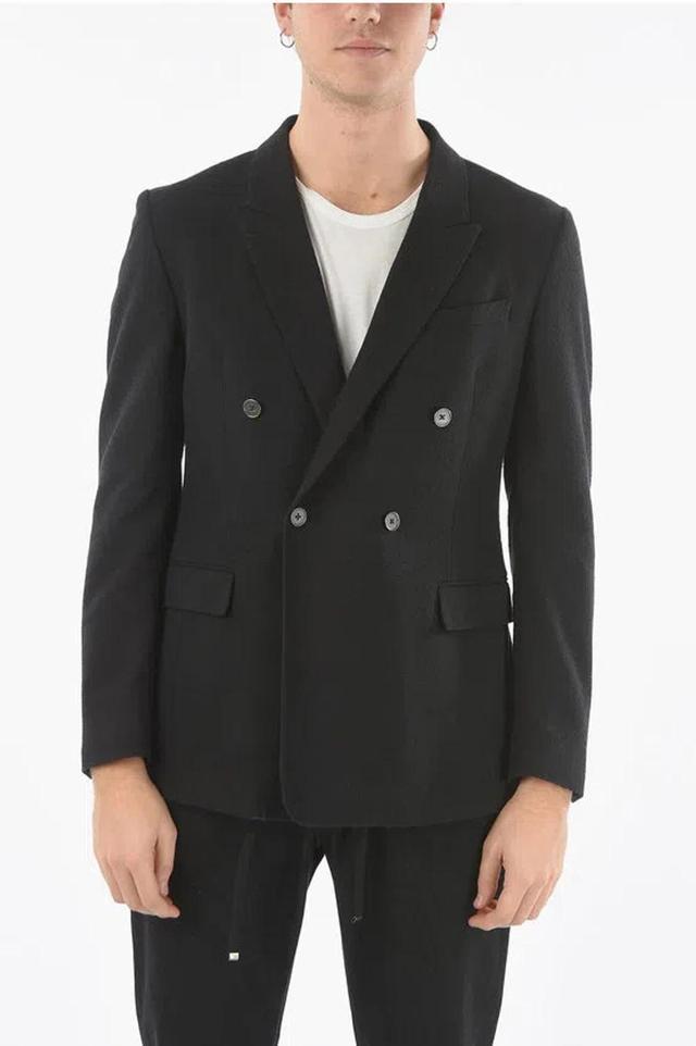 Cc Collection Peak Lapel Reset Double-breasted Blazer In Black Product Image