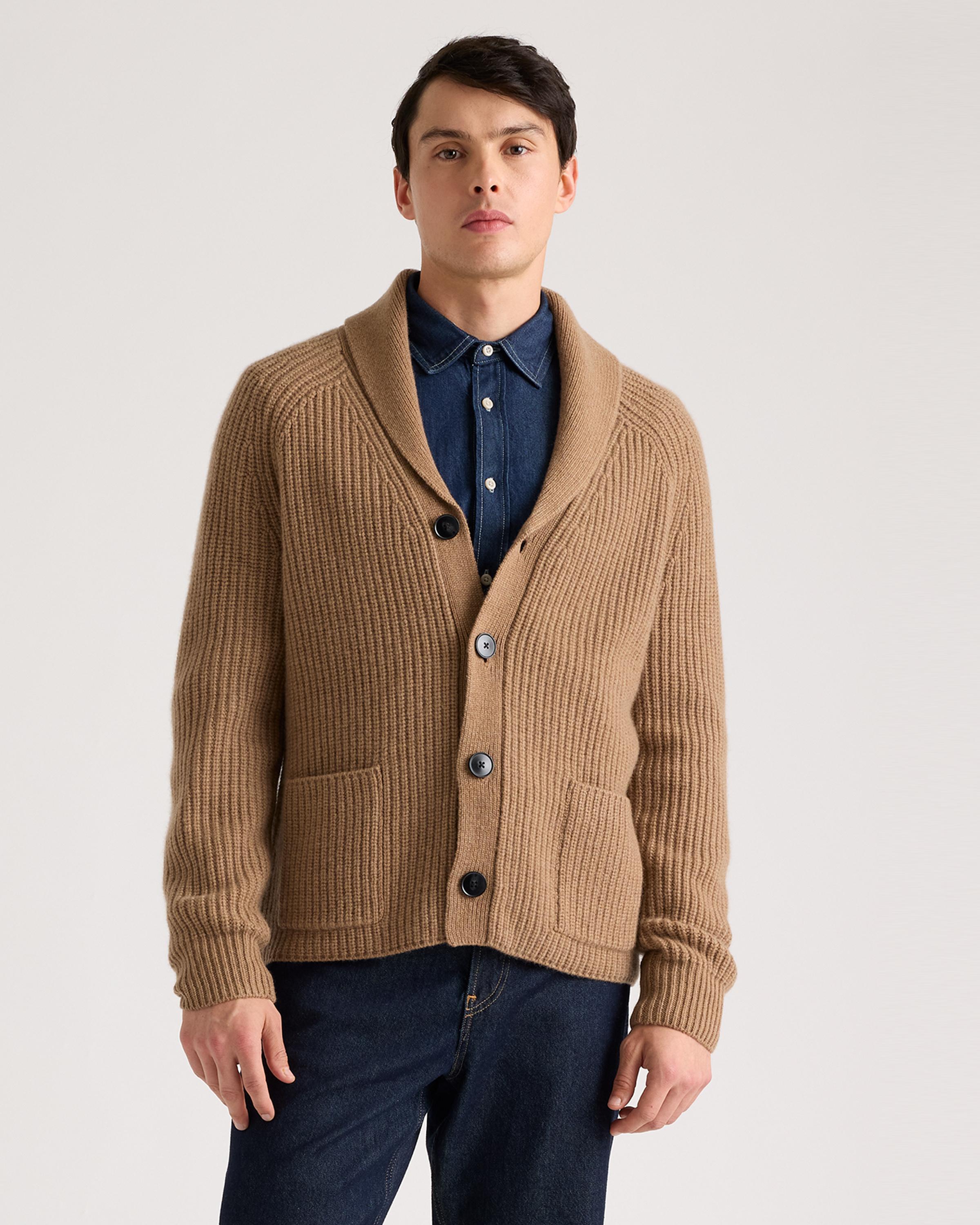 Mongolian Cashmere Shawl Collar Cardigan Product Image