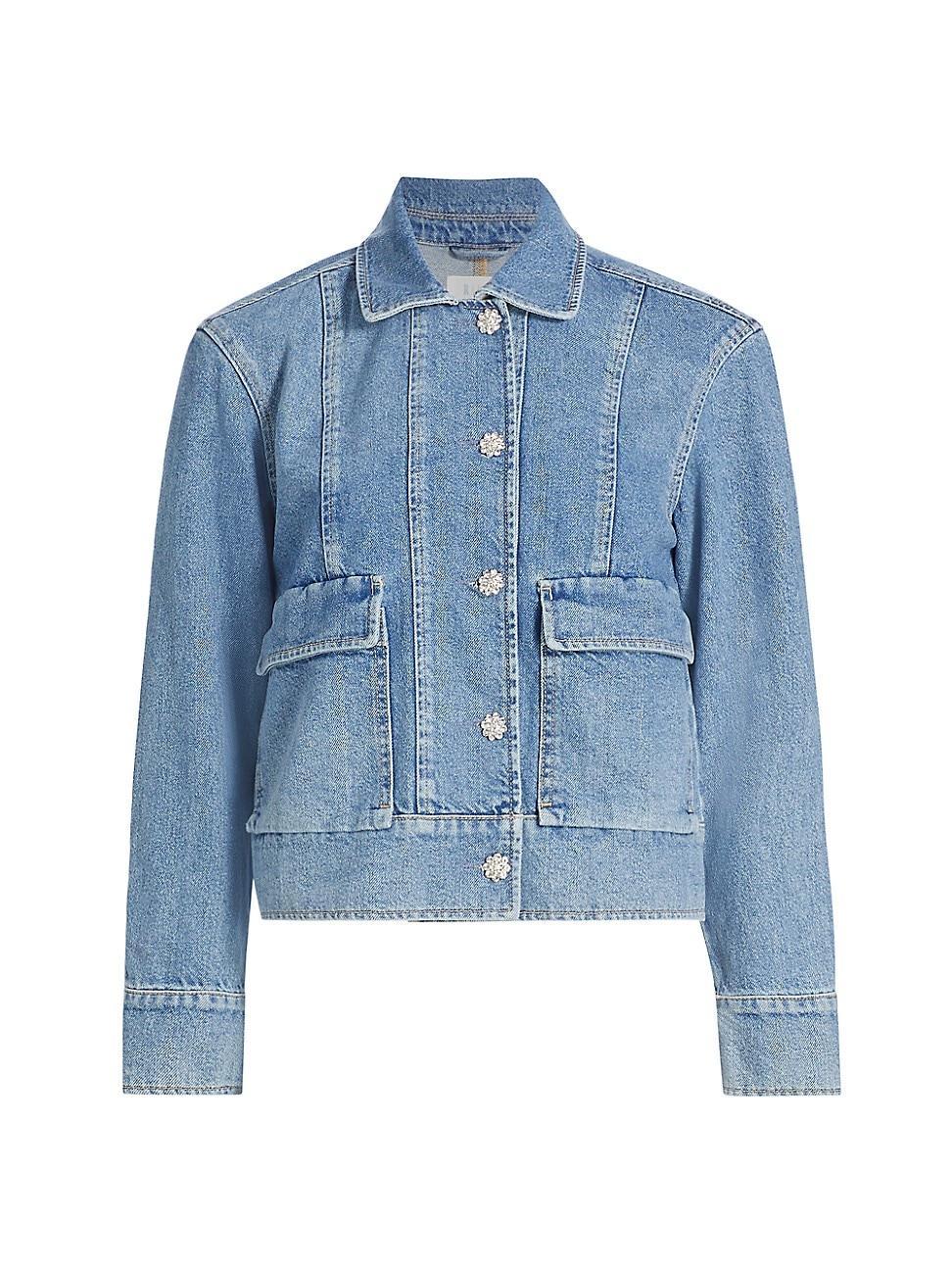 Womens Bianca Crystal Denim Jacket Product Image