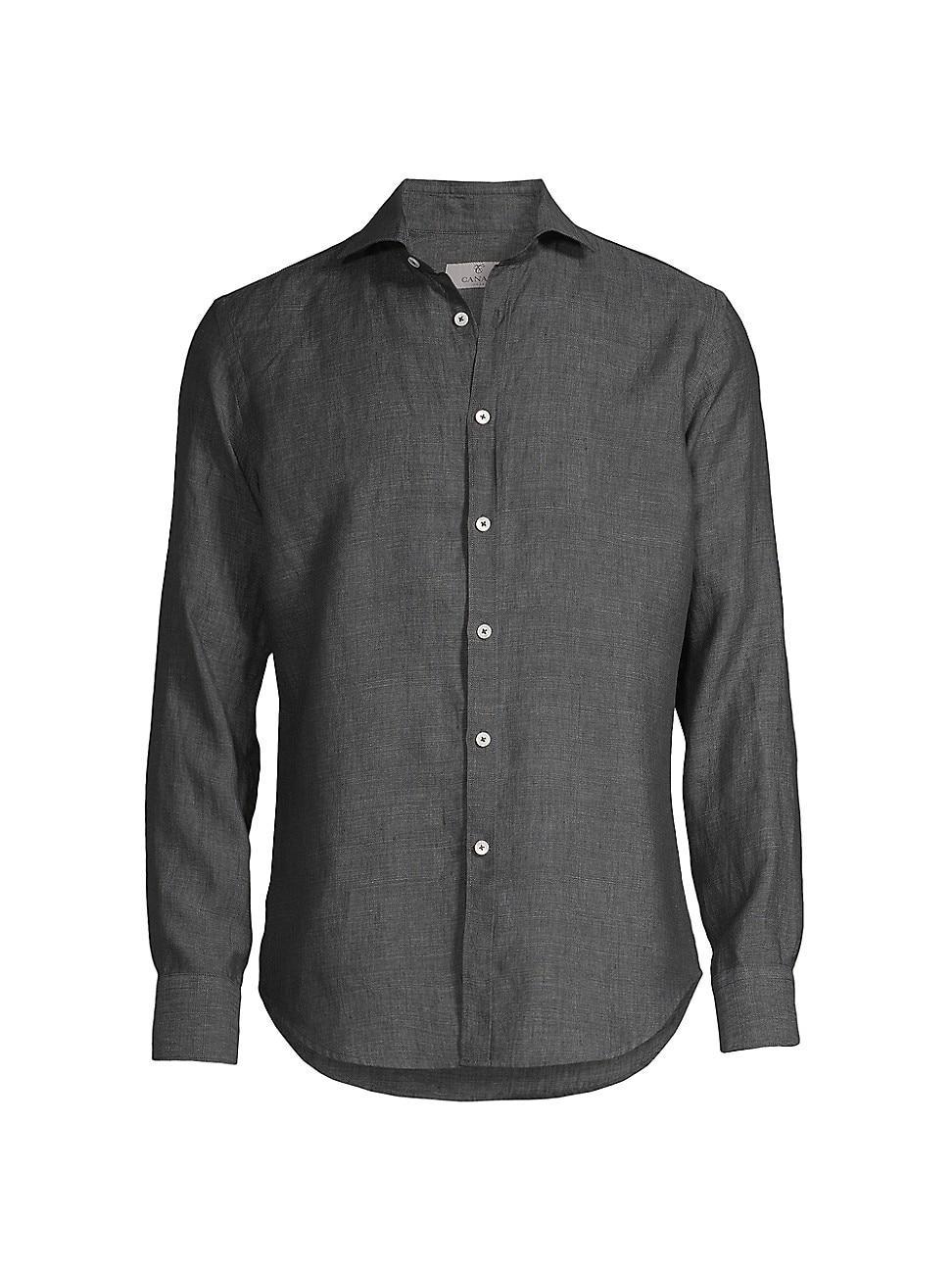 Mens Linen Sport Shirt - Dark Grey - Size XL - Dark Grey - Size XL Product Image